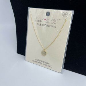 Gold Initial P Necklace Coin Disc Round Twist